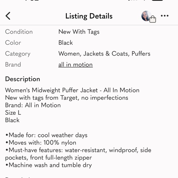 All in Motion Women's Glossy Black Puffer Coat - Picture 5 of 10